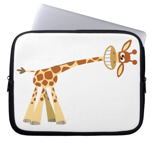 Hee Hee Hee!! cartoon giraffe Laptop Sleeve (Front)