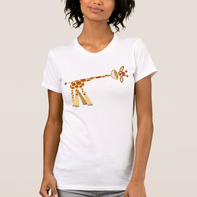 Hee Hee Hee!! Cartoon Giraffe women T-shirt (Front)