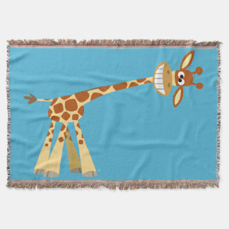 Hee Hee Hee!! Cute Silly Cartoon Giraffe Throw Blanket