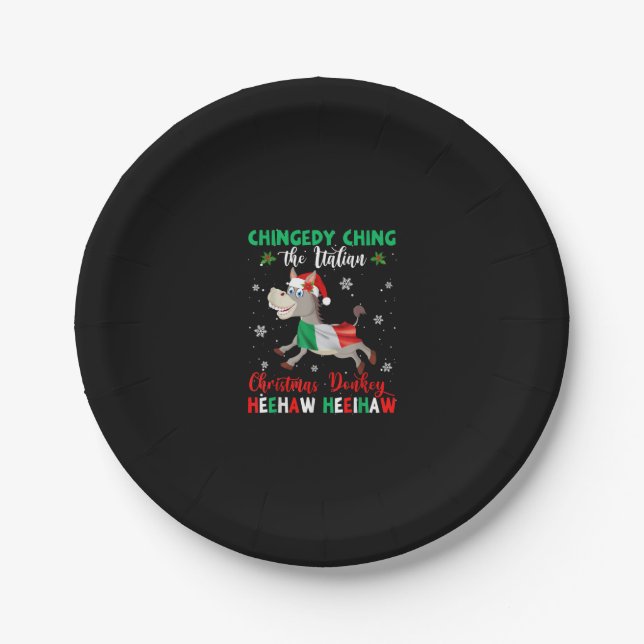 HEEHAW The Christmas Donkey | Donkey Lovers Gifts Paper Plates (Front)