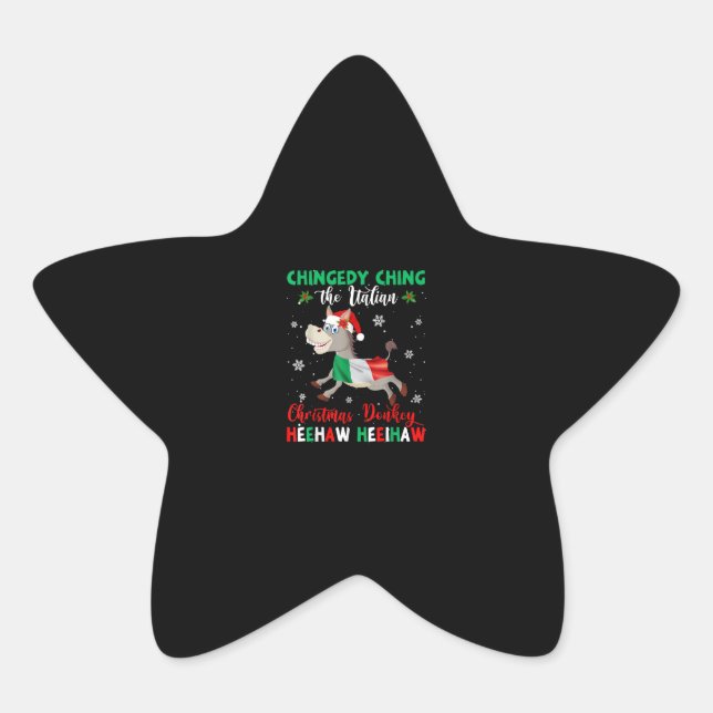 HEEHAW The Christmas Donkey | Donkey Lovers Gifts Star Sticker (Front)