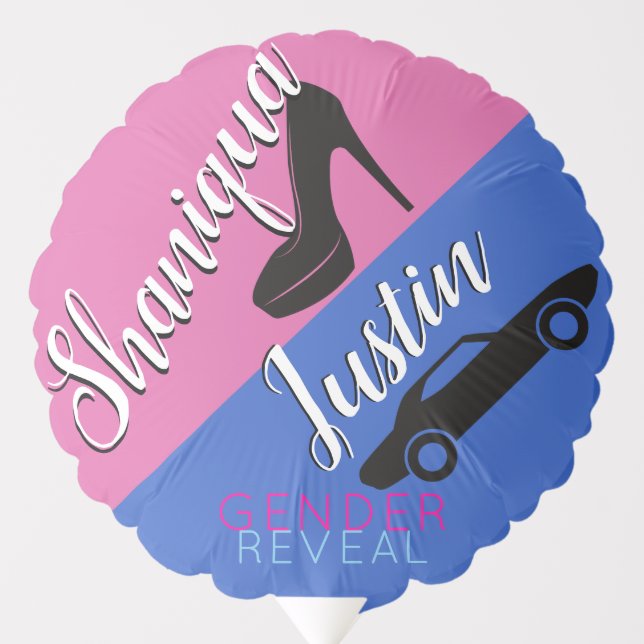 Heel or Wheel | Pink & Blue {Car} Gender Reveal Balloon (Front)