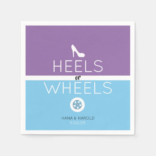 Heel or Wheels  Purple and Blue Gender Reveal Napkins