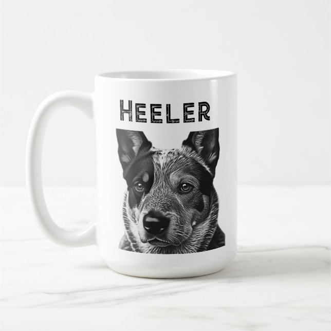 Heeler (Blue Heeler Dog) Closeup  Coffee Mug (Left)
