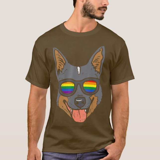 Heeler Cattle Dog LGBTQ Rainbow Flag Gay Pride T-Shirt (Front)