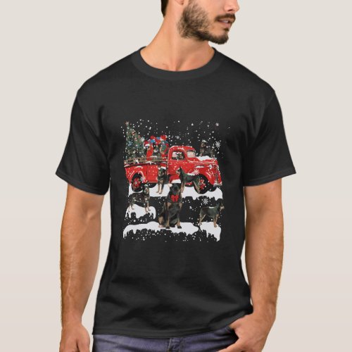 Heeler Dog Riding Red Truck Merry Christmas X_Mas  T_Shirt