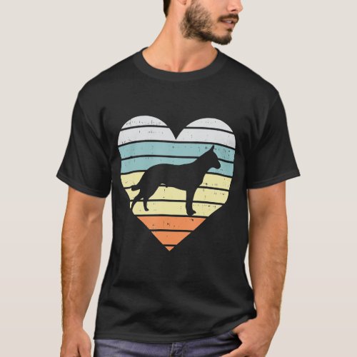 Heeler Heart Sunset Retro Animal Blue Red Cattle D T_Shirt