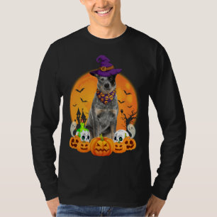 Heeler Witch Pumpkin Halloween Dog T-Shirt