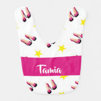 Heels and stars patterned baby bib
