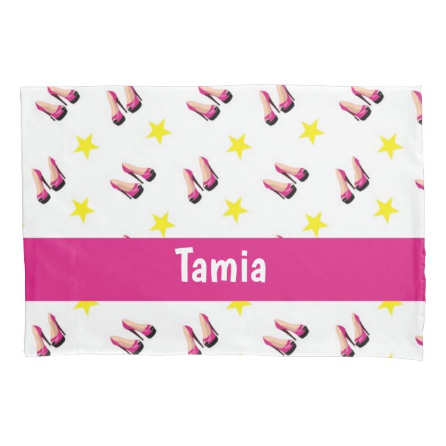 Heels and stars patterned pillow case (Front)