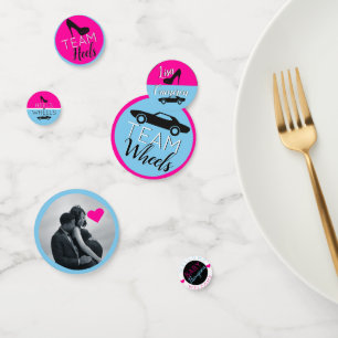 Heels and Wheels -Black Car Pink and Blue Photo Confetti