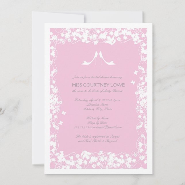 Heels Bridal Shower Invitation in Light Pink (Front)