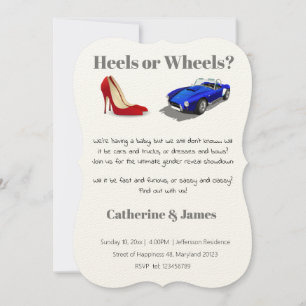 Heels or Wheels Chic Casual Quirky Gender Reveal Invitation
