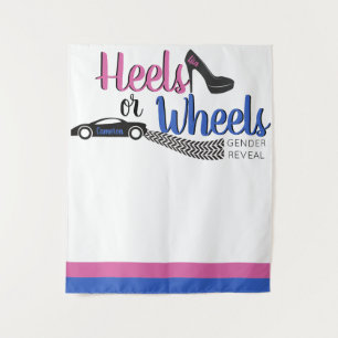 Heels or Wheels Gender Reveal Pink Blue Photo Tapestry