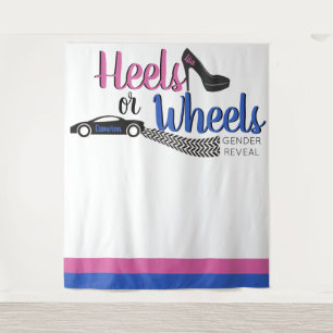 Heels or Wheels Gender Reveal Pink Blue Photo Tapestry