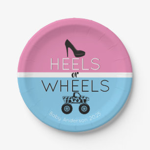 Heels or Wheels Monster Truck Gender Reveal Paper  Plates