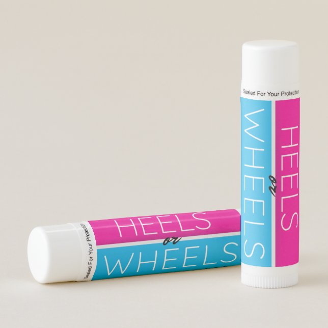 Heels or Wheels|Pink & Blue Gender Reveal Lip Balm (Front)
