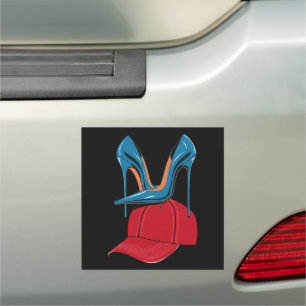 Heels stepping on Red MAGA Hat Election 2024 Car Magnet