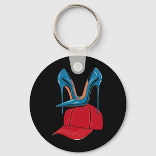Heels stepping on Red MAGA Hat Election 2024 Keychain