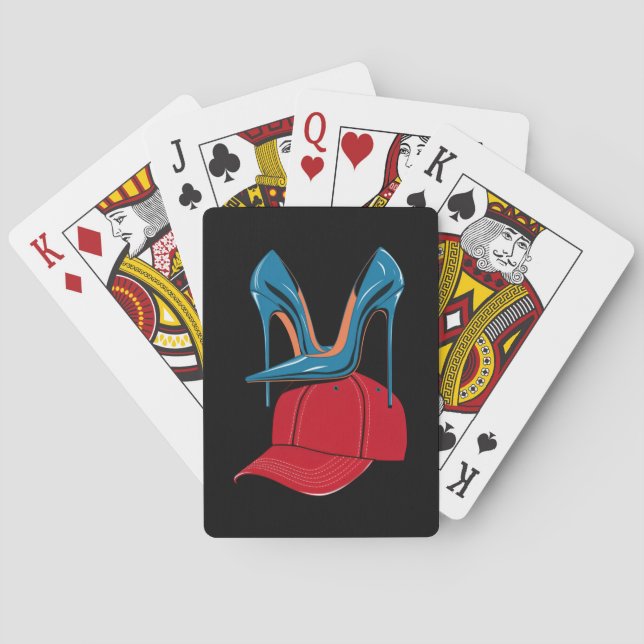Heels stepping on Red MAGA Hat Election 2024 Poker Cards (Back)