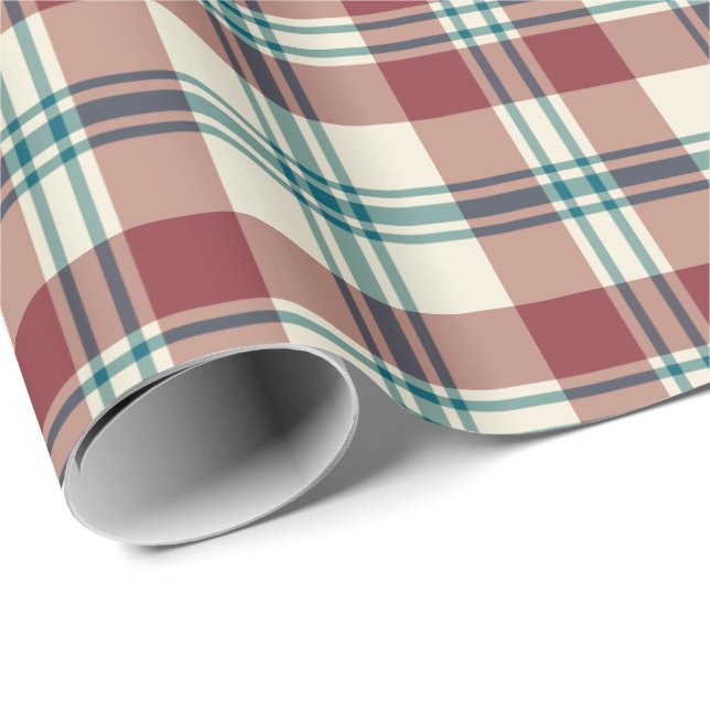 Heffalump Navy Red Beige Plaid Wrapping Paper (Roll Corner)