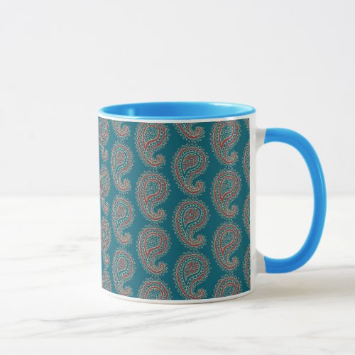 Heffalump Red Blue Beige Paisley Ringer Coffee Mug