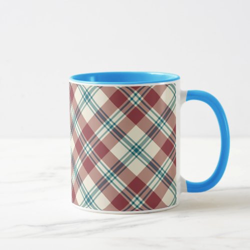 Heffalump Red Blue Beige Plaid Ringer Coffee Mug