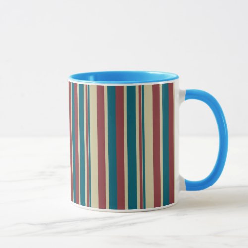 Heffalump Red Blue Beige Stripes Ringer Coffee Mug