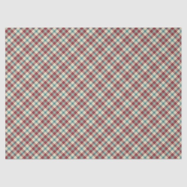 Heffalumps Dark Red Navy Beige Plaid Tissue Paper (Front)