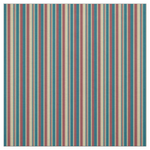 Heffalumps Red Blue Beige Deckchair Stripes Fabric