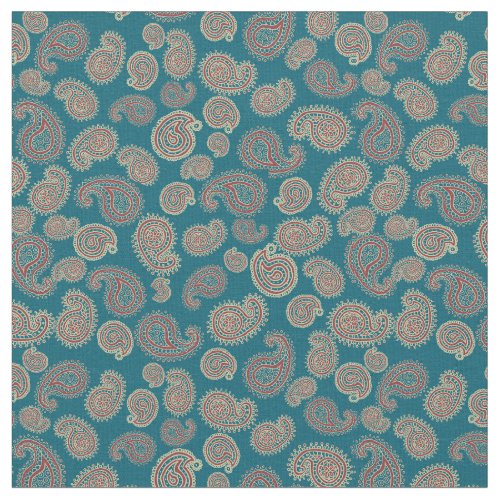Heffalumps Red Blue Beige Paisley Pattern Fabric