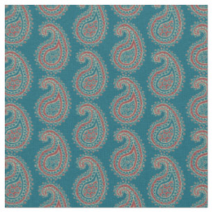 Heffalumps Red Blue Beige Paisley Pattern Fabric