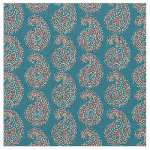 Heffalumps Red Blue Beige Paisley Pattern Fabric