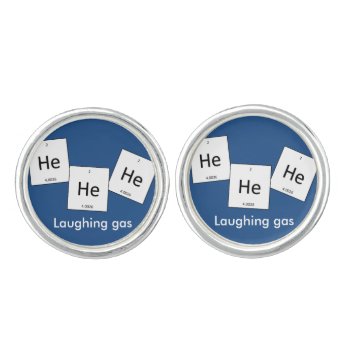 Hehehe Helium Laughing Gas Element Pun Cufflinks by datacats at Zazzle