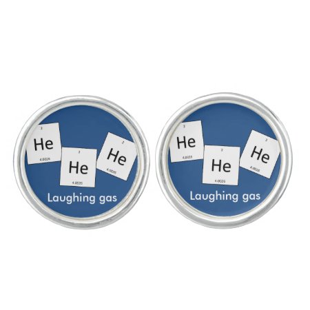 Hehehe Helium Laughing Gas Element Pun Cufflinks