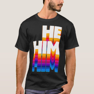 HeHim Pronouns Retro Faded Design 3 T-Shirt