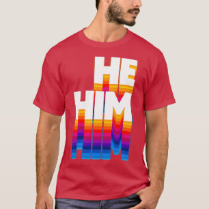 HeHim Pronouns Retro Faded Design 3 T-Shirt