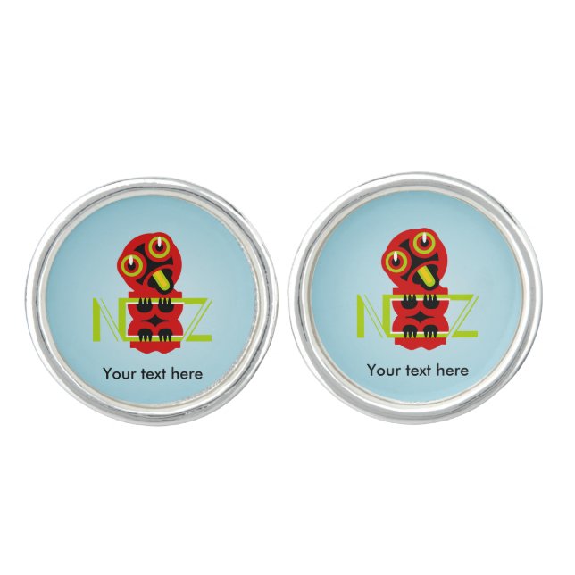 Hei Tiki Maori Design NZ Cufflinks (Front)