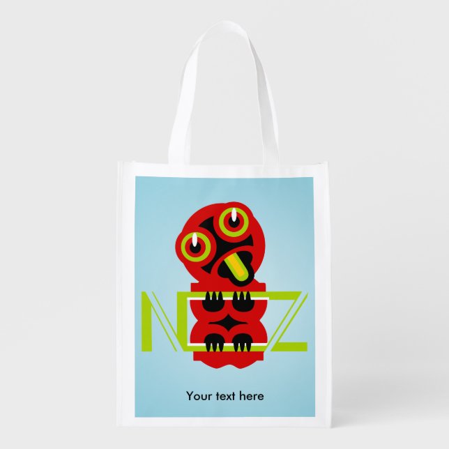 Hei Tiki Maori Design NZ New Zealand Grocery Bag (Front)