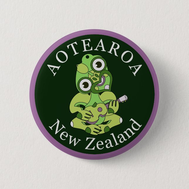 Hei Tiki New Zealand badge Button (Front)