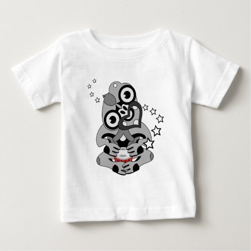 Hei Tiki New Zealand Drum Maori Design Baby T_Shirt