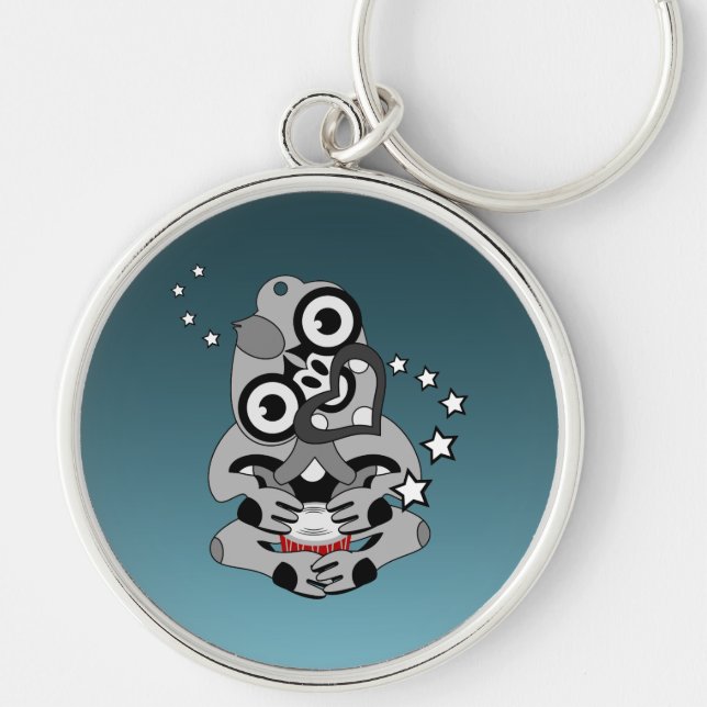 Hei Tiki New Zealand Drum Maori design Keychain (Front)