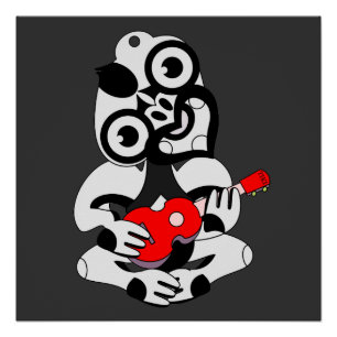 Hei Tiki playing red ukulele Poster