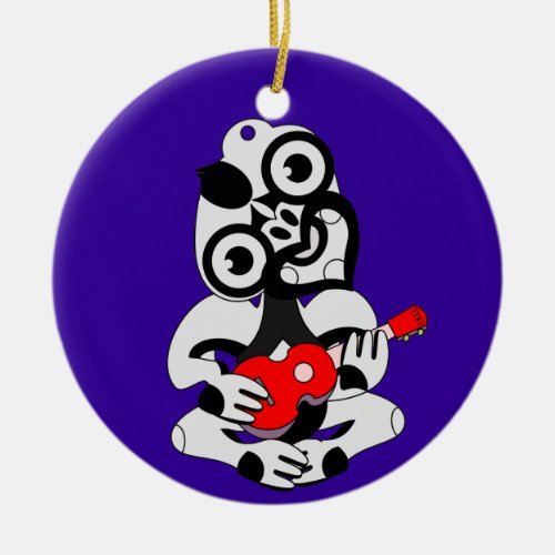 Hei Tiki playing ukelele Ceramic Ornament