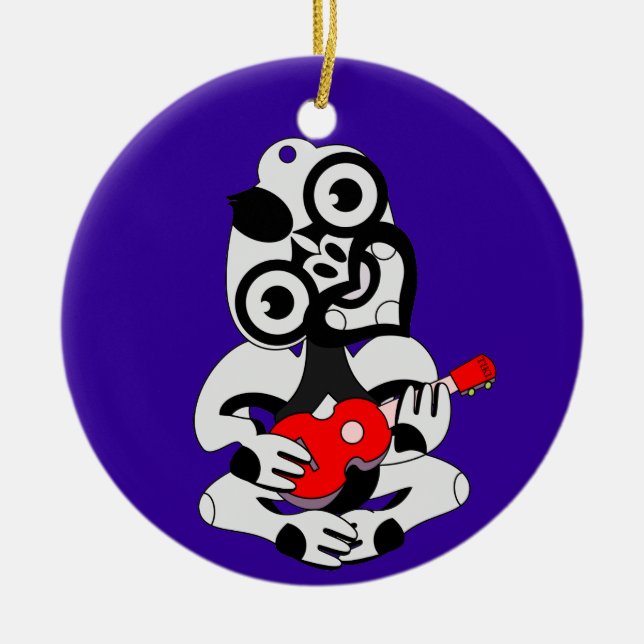 Hei Tiki playing ukelele Ceramic Ornament (Front)