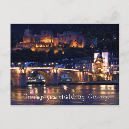 Heidelberg At Night Postcard