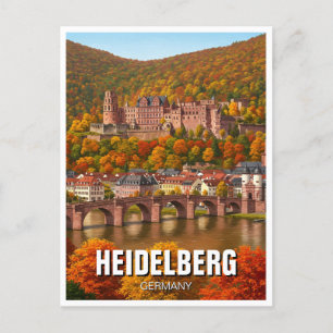 Heidelberg Castle Germany Autumn Travel Postcard