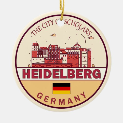 Heidelberg Germany City Skyline Emblem Ceramic Ornament