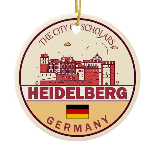 Heidelberg Germany City Skyline Emblem Ceramic Ornament
