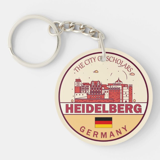 Heidelberg Germany City Skyline Emblem Keychain (Front)